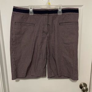 Tommy Hilfiger Golf Women's Red Blue Plaid Flat Front Chino Shorts 16